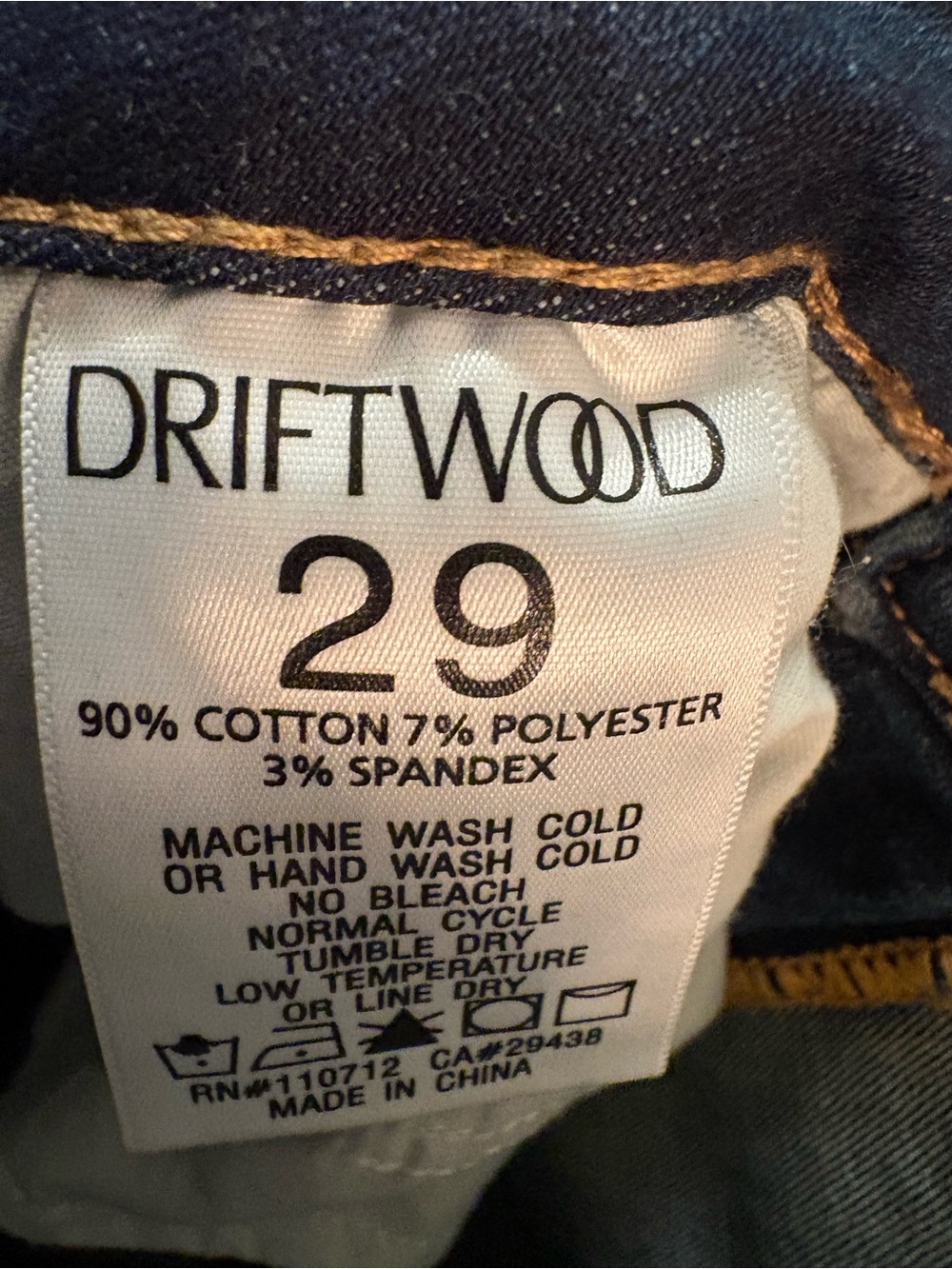 DRIFTWOOD Jeans with Red Logo on Cream Tag and Blue Denim - Picture 4 of 4